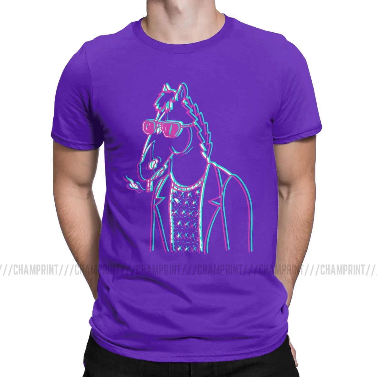 Креативная футболка Horsin Bojack Horseman, мужские хлопковые футболки, мультяшная футболка с коротким рукавом и рисунком из комиксов Swag, футболка с графическим принтом - Цвет: Фиолетовый