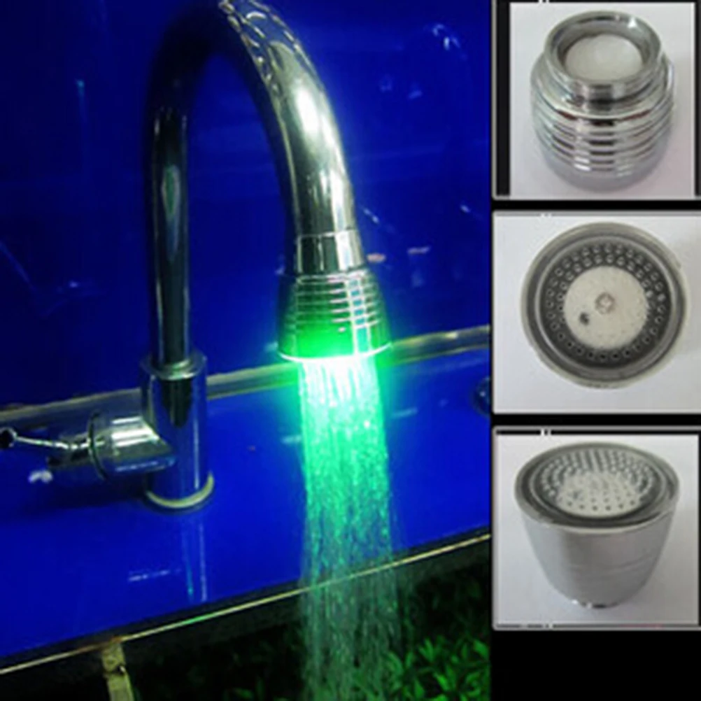 35 * 24 * 24mm Temperature Sensor Kitchen Water Tap Faucet RGB Glow Shower Kitchen Bathroom Accessories 3 Colors