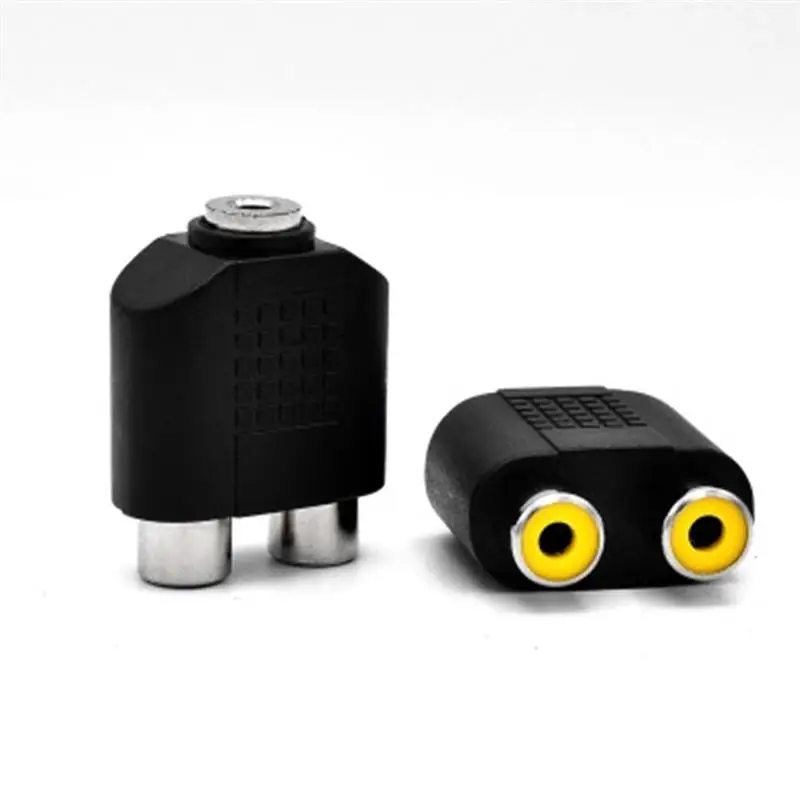 

Y Type 3.5 mm Female Stereo Audio Jack to 2 Dual RCA Female Splitter Adapter VCD DVD Connector Converter