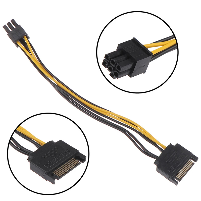 SATA Power Cable 15 Pin To 6 Pin Pci-e Sata Graphics Converter Adapter Cable