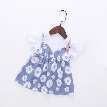 

Flofallzique Baby Dresss For Girls Short Sleeve Round-neck Daisy Cute Fashion Beautiful Comfortable Child Clothes