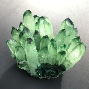 

Uncommon Green White Ghost Phantom Quartz Cluster Point Natural Druzy Crystal Specimen mineral reiki Healing Home Decor