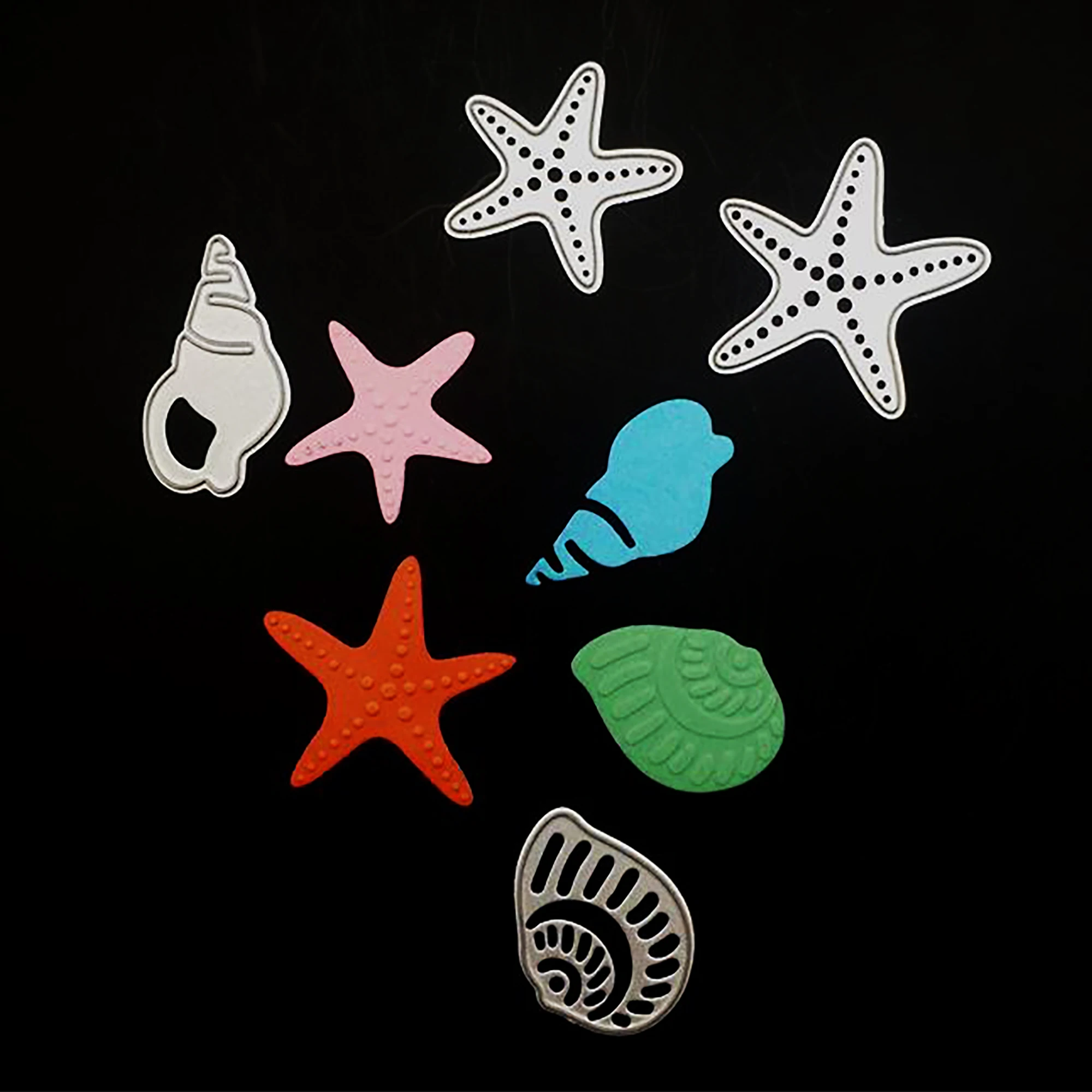 

4Pcs Ocean Dies Starfish Conch Metal Cutting Dies Scrapbooking For Card Making DIY Embossing Cuts Craft Die Shell Fish Element