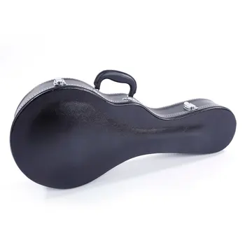 

F-Style Microgroove Pattern Leather Wood Mandolin Case Black