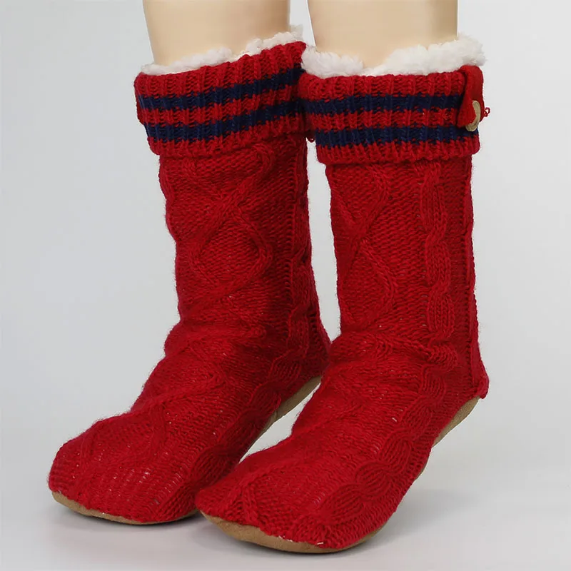 

floor shoes women home slippers winter warm plush stocking sock shoes knitting indoor ankle boots