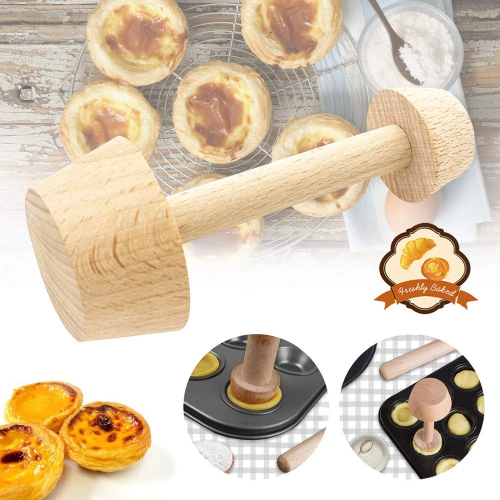 

Wood Pastry Tamper Double Side Tart Tamper Wooden Eggtart Mold DIY Baking Shaping Kitchen Tool For Making Egg Tart