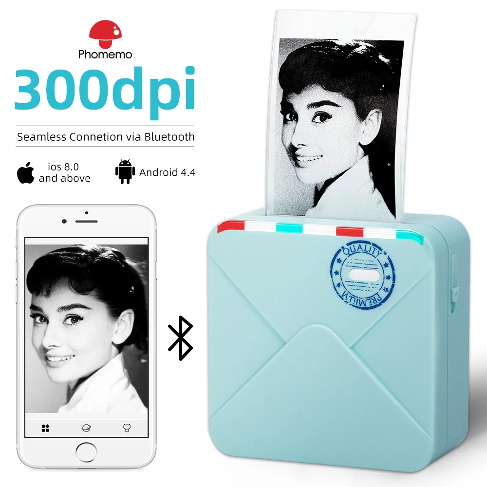 Карманный принтер Phomemo M02S 300 точек/дюйм HD Bluetooth миниатюрная термопечать наклейка