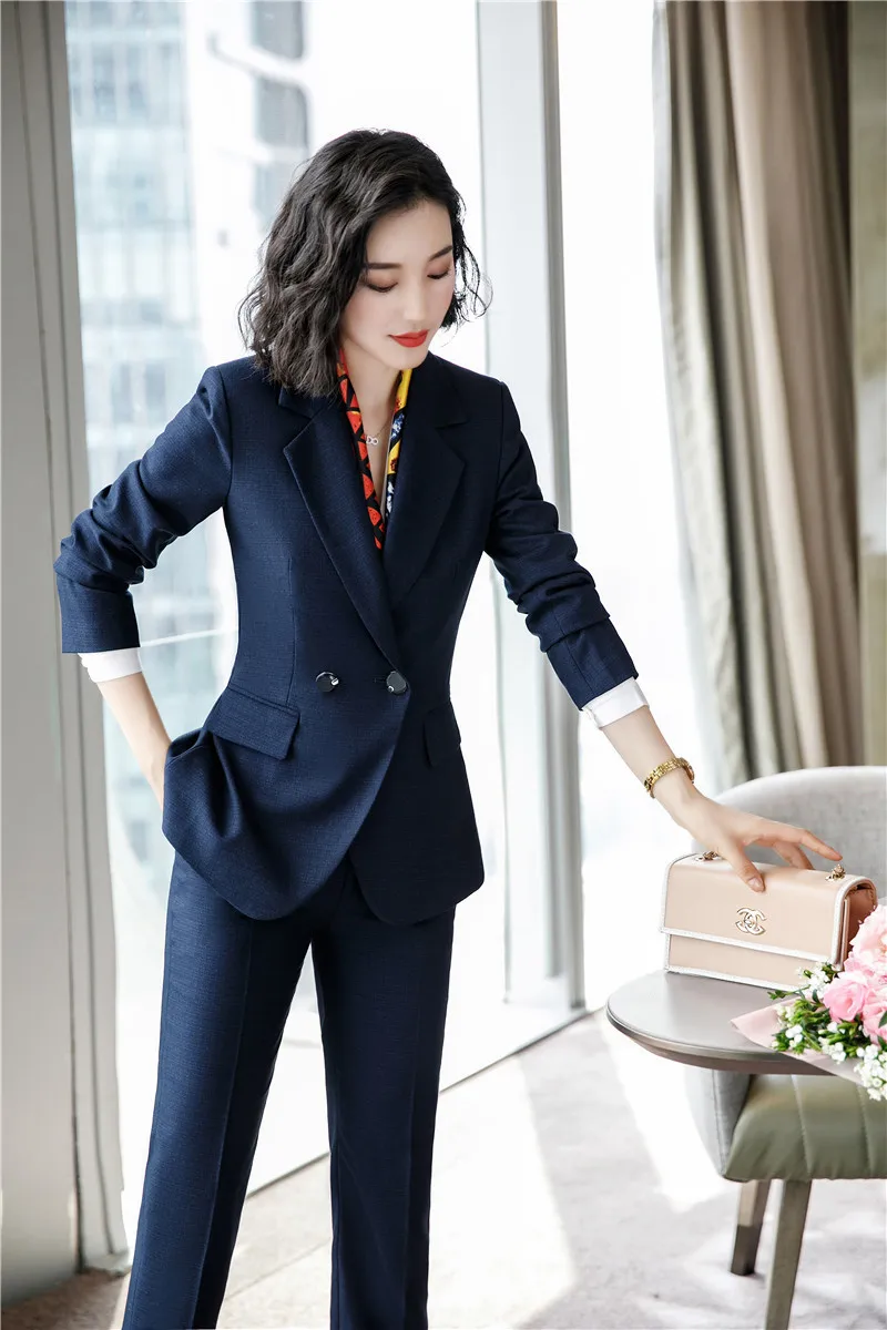 Высокое качество ткани формальные профессиональные женские деловые костюмы со штанами и куртками пальто осень зима женские блейзеры