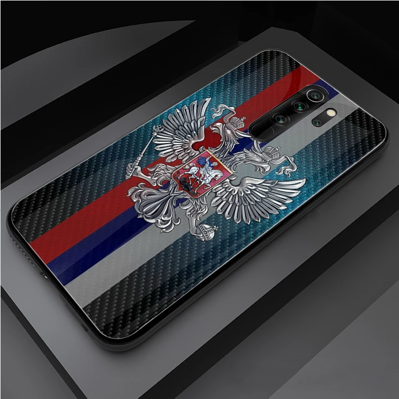 Russia Russian Flags Emblem Tempered Glass Phone Case For Redmi Note 5 6 7 8 9 Pro Note8T Note9S Redmi8 9 Cover Shell phone cases for xiaomi