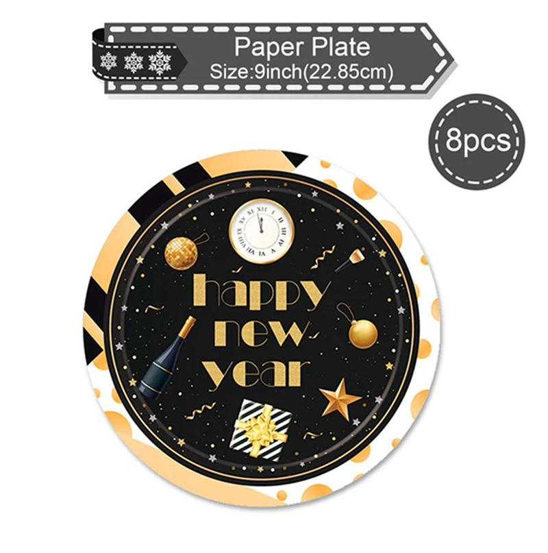 8PC Paper Plate Новогодняя посуда, Рождественская посуда, Рождественская посуда, кухонный декор, Рождественский Декор для домашнего стола, Рождественский Декор - Цвет: 8PC Paper Plate