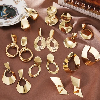 

Women's Retro Punk Geometric Metal Alloy Drop Earrings Statement Exaggerated Gold Metal Brincos Earrings Fashion Trend Jewelry