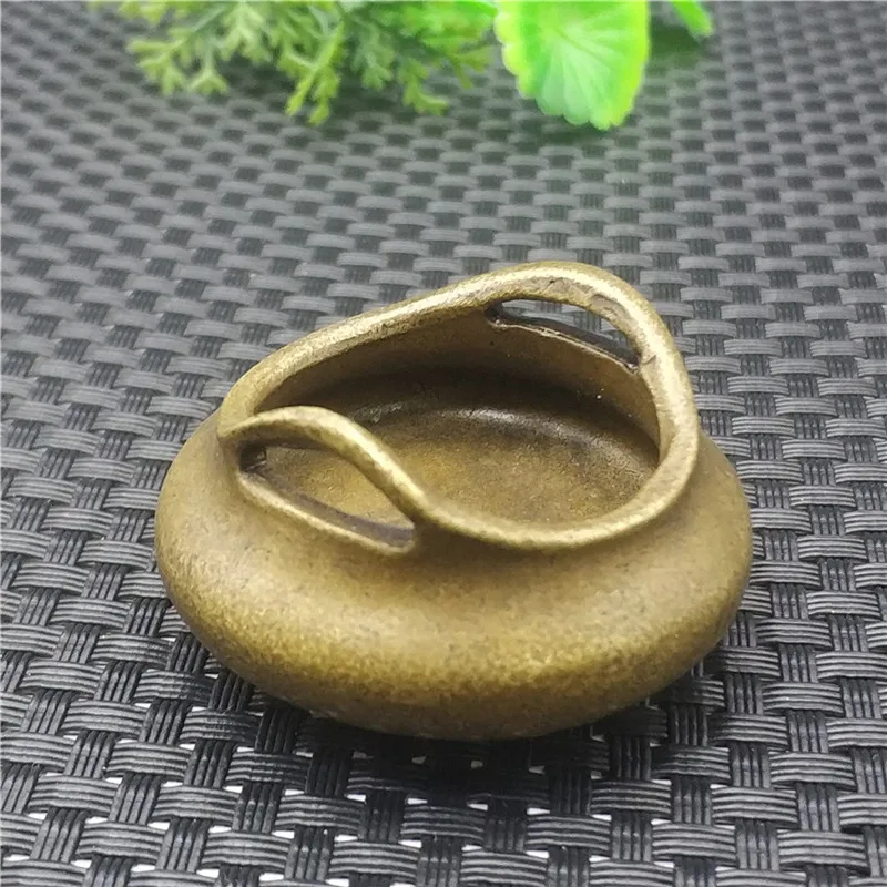 Brass double ears round belly three-legged small incense burner Xuande stove mini one censer feng shui gift | Дом и сад