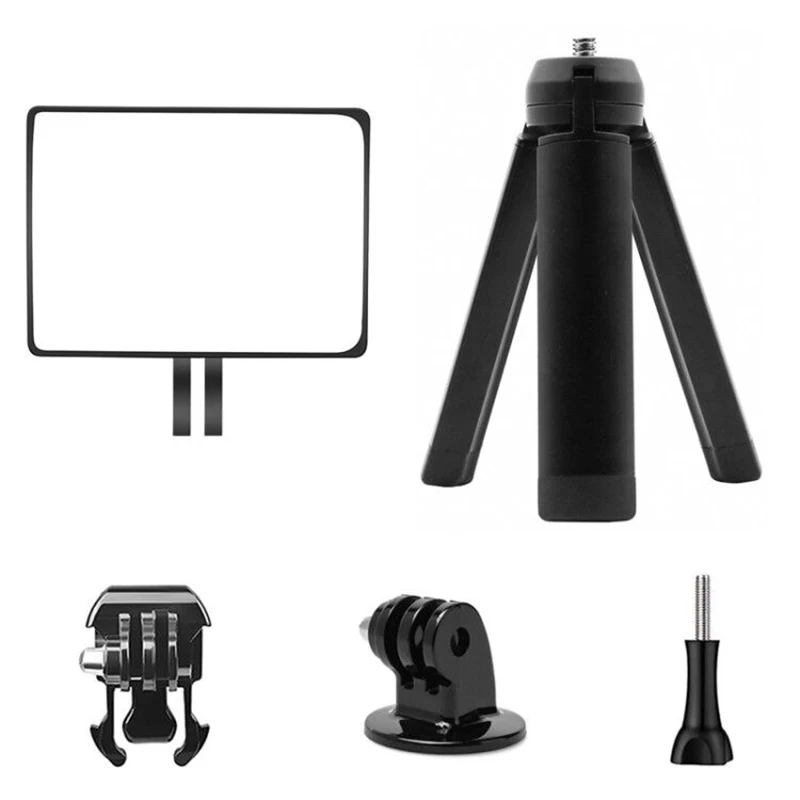 Selfie Stick Selfie Mirror Rifrattore Kit Treppiede Per Accessori Gopro Gopro Hero9 Hero8 Hero7/6/5 Gopro9 Nero