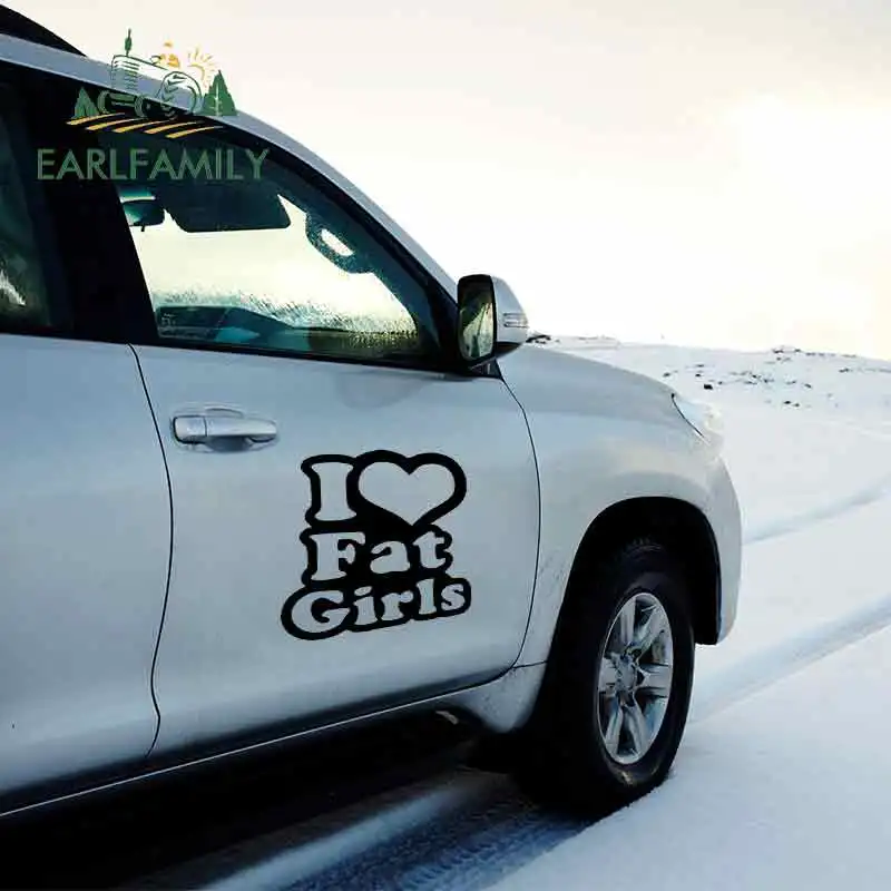 

EARLFAMILY 58cm x 58cm I Love Fat Girls Vinyl Car Wrap Decal Car Truck Big Sticker Side Door Heart Chicks Thick Car Styling