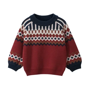 

Children's Clothing Autumn and Winter Girls Sweater 2020 New Geometric Pattern Baby Clothes Children Loose Knit Sweater 9Y-14Y