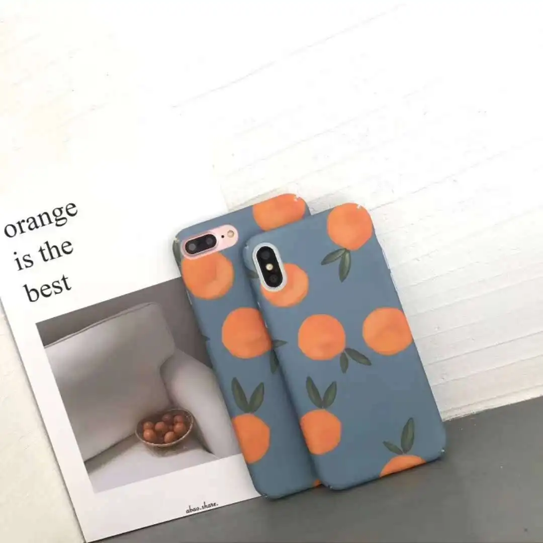 

All Edges Included Decal Blue Orange Dull Polish Hard Case iPhone X/7/8/6 SPlus Drop-resistant Cell Phone Case Creative Women's