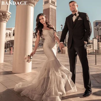 

BANDAGE New Mermaid Bandage Dress Sexy Bodycon Dress V-Neck Bride Dress Spaghetti Straps Weeding Party Gowns De Noiva