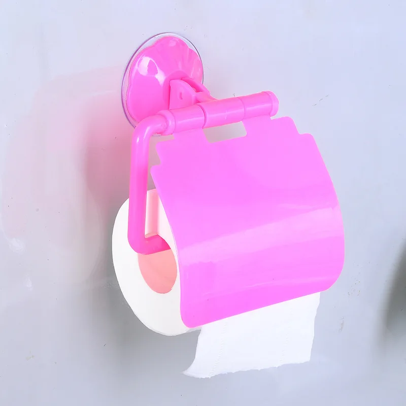 Wall Mounted Sucker Toilet Paper Holder Shelf Tissue Rack Plastic Toilet Roll Paper Tray Towel Rack Bathroom Organizer