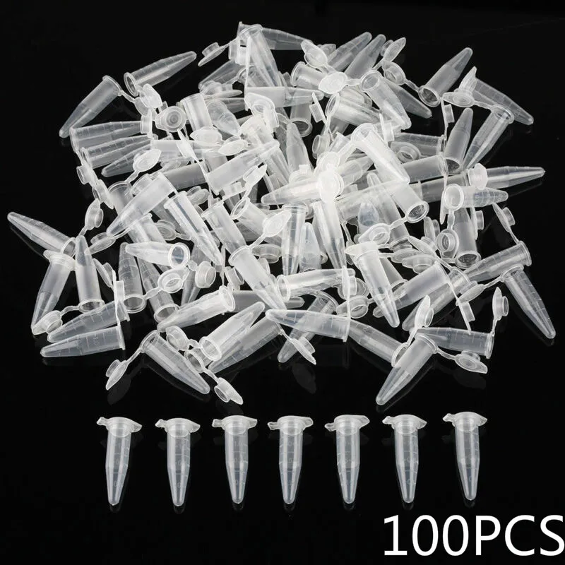 

1.5ml Plastic Micro Centrifuge Tube with Lid, Graduated and Clear, for laboratory sample specimen sample bottle cap with scale
