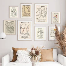 Abstract Picasso Matisse Woman Lines Flower Wall Art Canvas Painting Nordic Posters And Prints Wall Pictures Living Room Decor