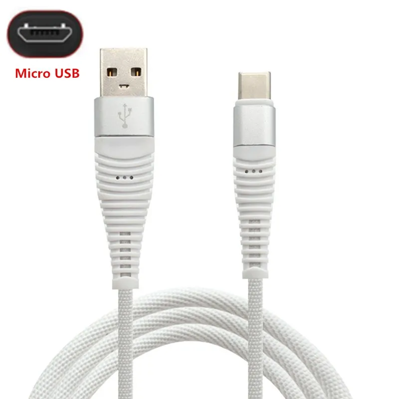 Micro USB кабель 1 м нейлоновый плетеный кабель для быстрой зарядки передачи и зарядка с синхронизацией данных кабель для huawei P Smart Y7 Y6 Prime Y9 Android шнур для телефона - Цвет: Белый