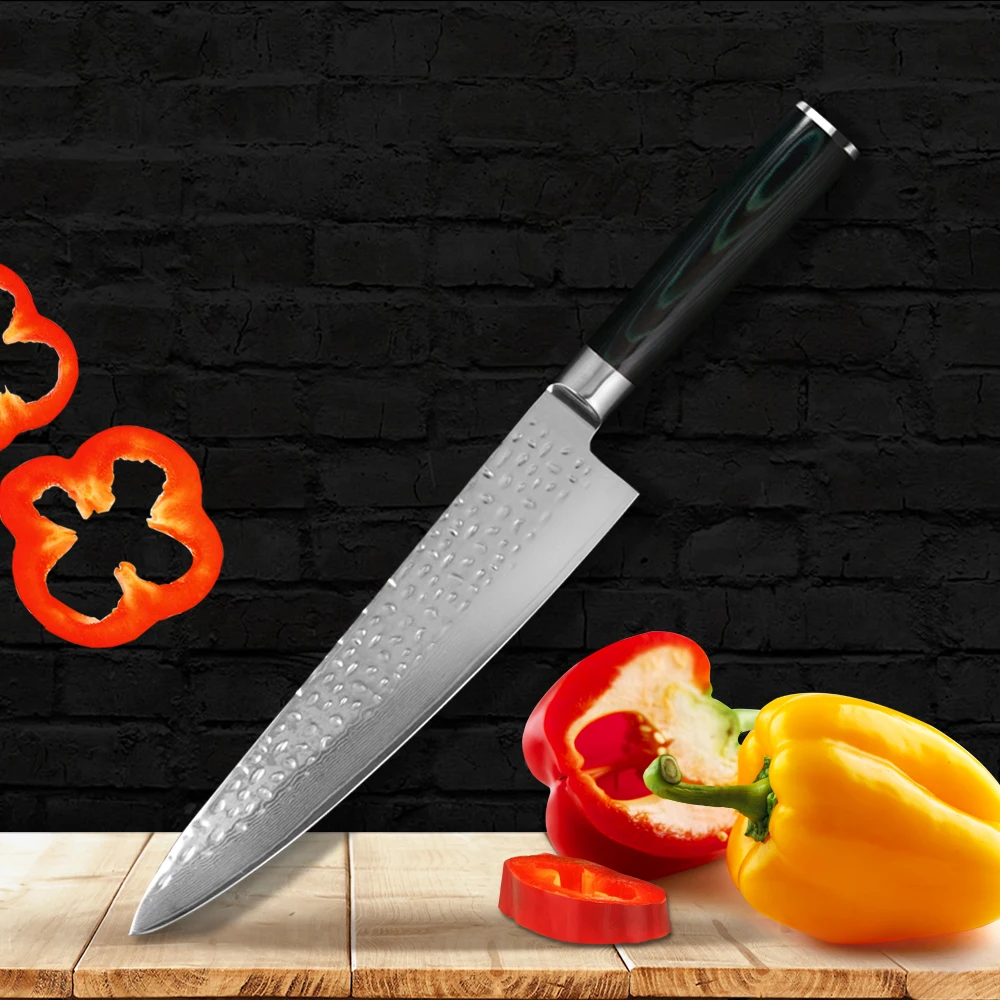 Bernice 8 Inch Damascus Steel Japan Professional Chef Knife 67 Layers Kitchen With Micarta Handle | Дом и сад