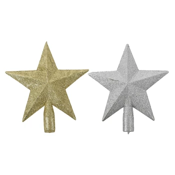 

2x Christmas Star Christmas Tree Top Christmas Tree Decoration Gold & Silver
