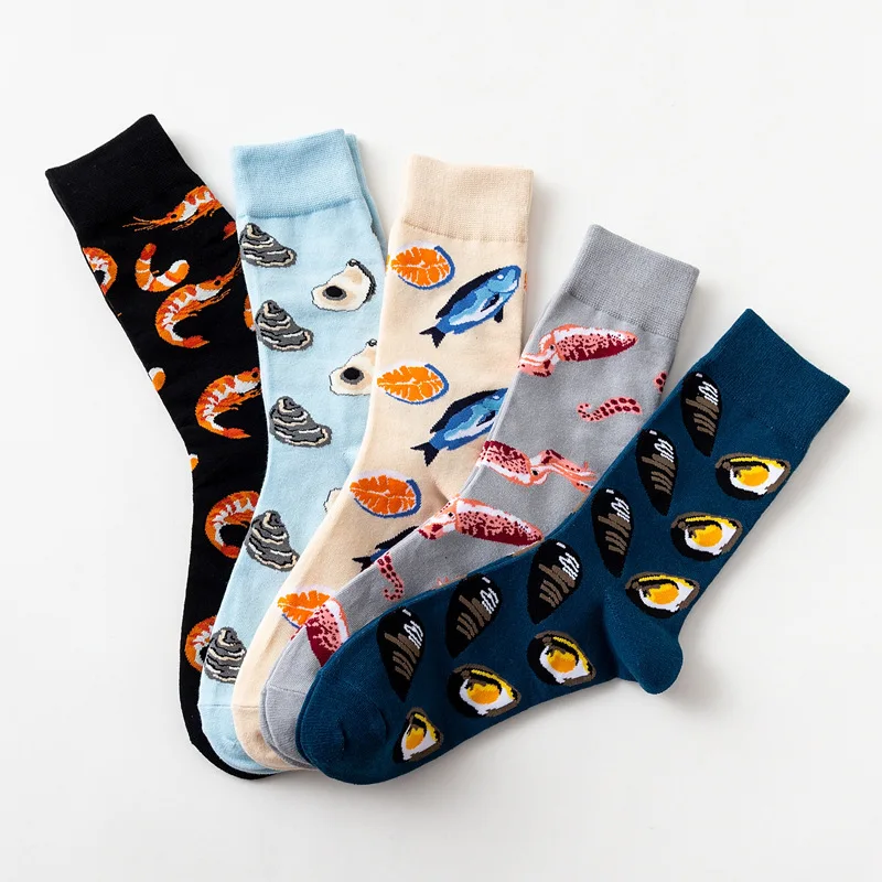Хлопковые носки, цветные женские и мужские носки, носки для лодок, новые носки для кальмаров, рыб, креветок, Happy Funny Harajuku|Мужские носки|   | АлиЭкспресс - Товары для рыбаков