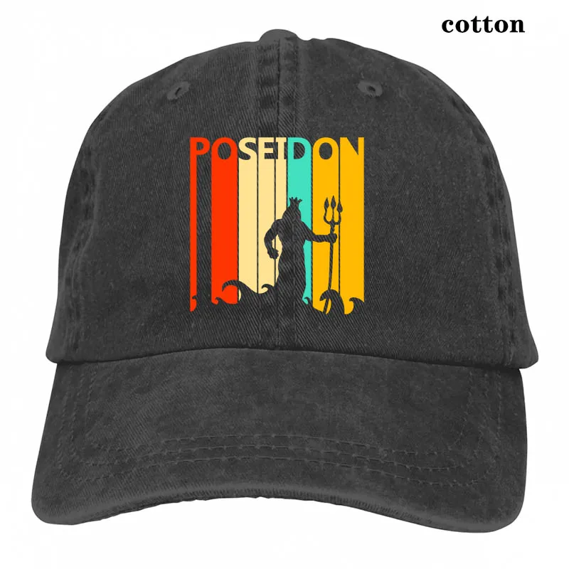 Poseidon Greek God For Vintage Greek Mythology gift Funny Retro graphic clothing#2554 Baseball cap men women Trucker Hats - Цвет: 3-Black