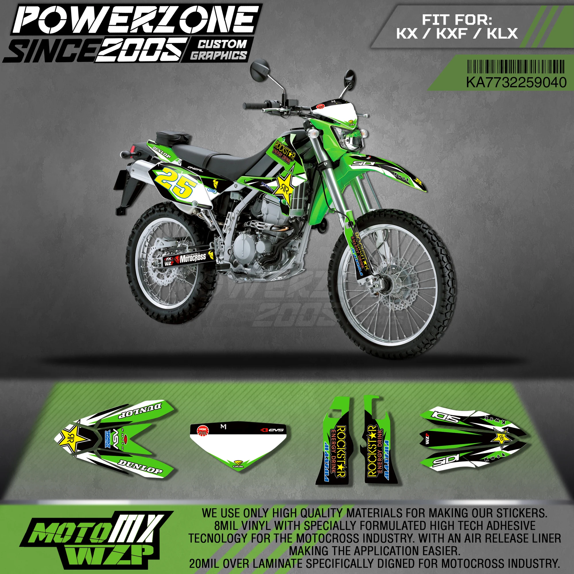 Набор наклеек PowerZone 3 м для Kawasaki наклейки 2005-2007 2008-2019 KLX250 40 | Автомобили и мотоциклы
