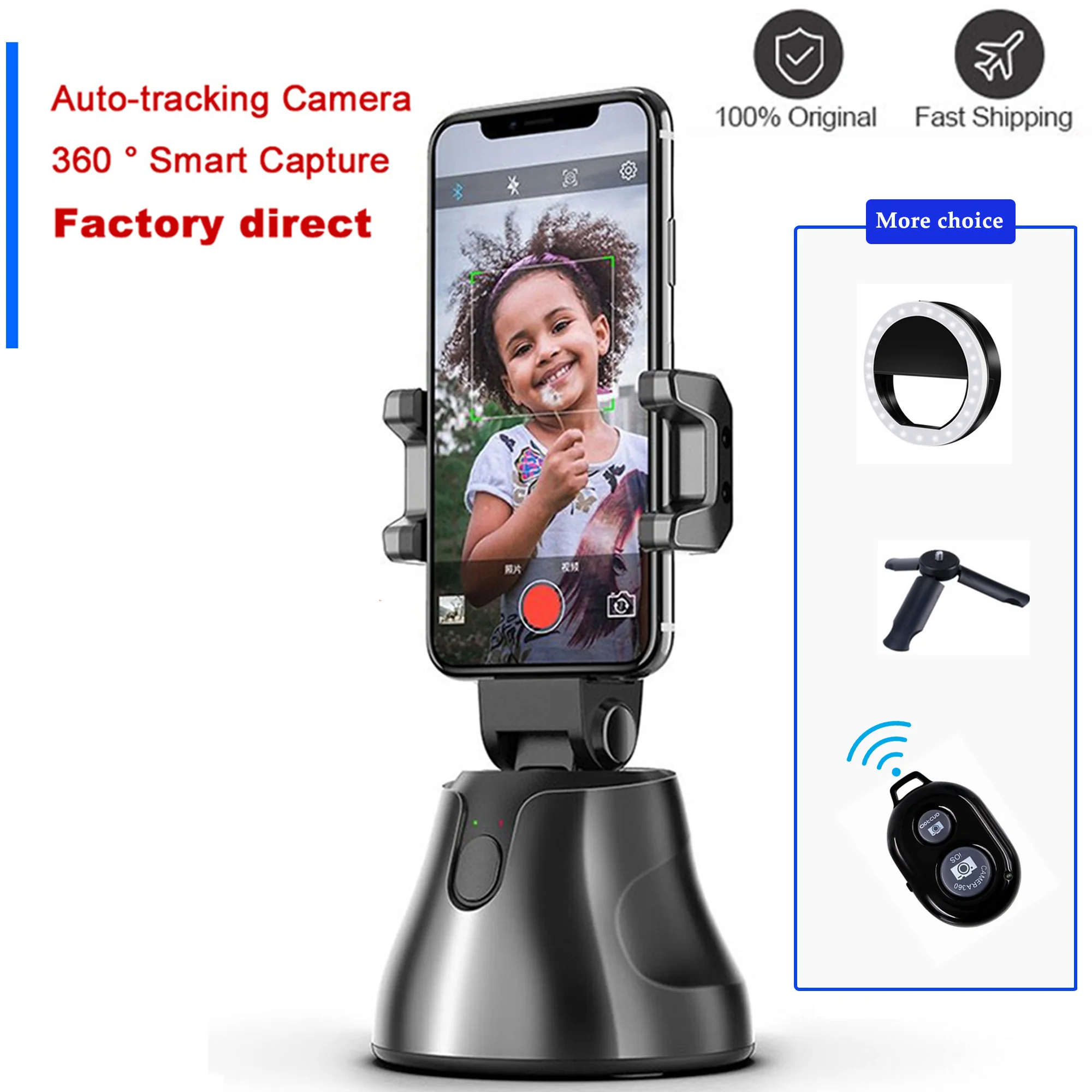 Apai genio rotación de 360 cara de trípode/palo Selfie objeto de seguimiento soporte Cámara cardán para foto Blog de vídeo en directo de registro
