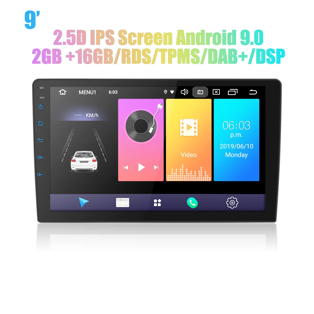 9 '/10' Android 9,0 Автомобильная магнитола 2 din android Автомобильная магнитола DSP 2.5D ips экран gps навигация wifi Bluetooth MP5 плеер Передняя и задняя камера - Цвет: 9 inch