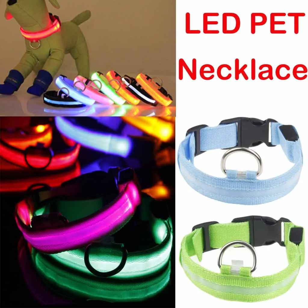Transer-Collar de seguridad creativo para mascotas, Collar de nailon iluminado con luz LED