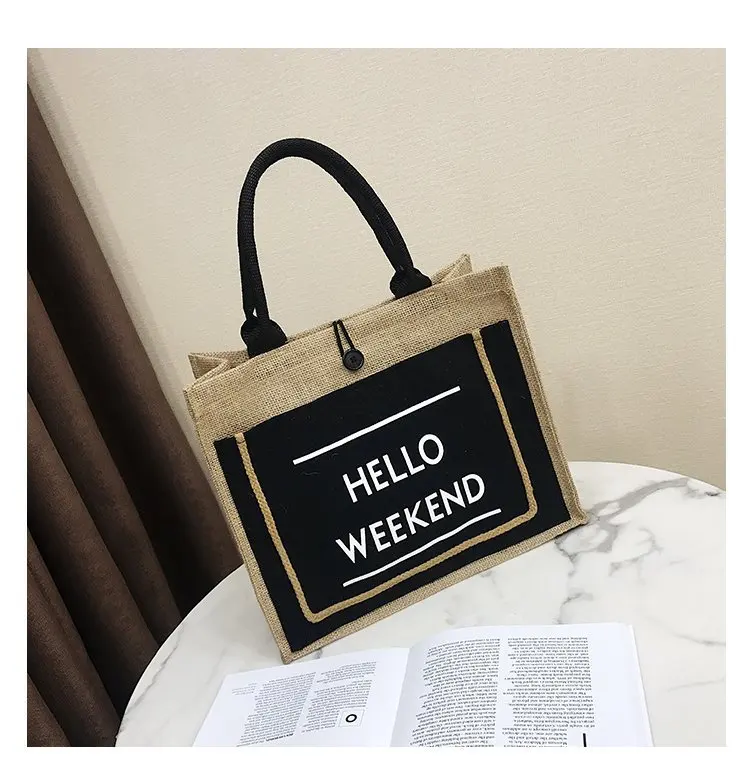 

Linen Canvas Bag Women's 2019 New Style South Korea Dongdaemun Social Sister Lettered Bag Versatile Handbag Tote Bag Fashion