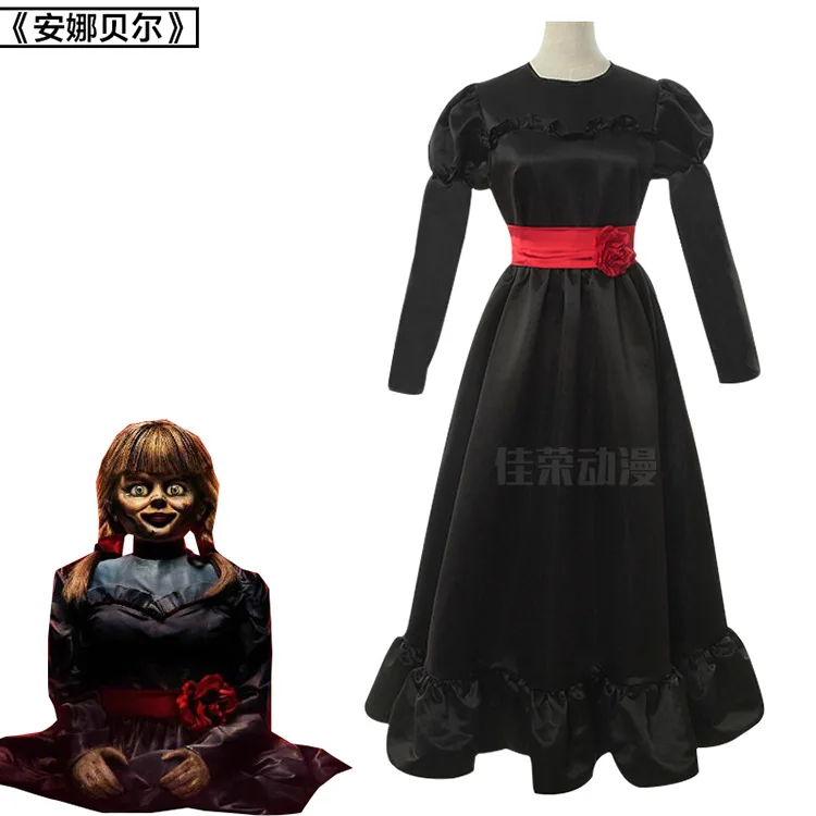 

Ye's New Halloween Bride of Chucky Annabelle Black Dress Conjuring Doll Cosplay Costume Women Kid Evil Horror Scary Fancy Dress
