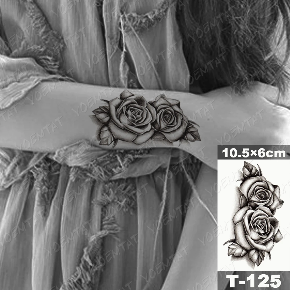 Sexy Flower Waterproof Temporary Tattoo Sticker Rose Butterfly Snake Flash Tatto Woman Arm Body Art Fake Tatoo Man Child Kids