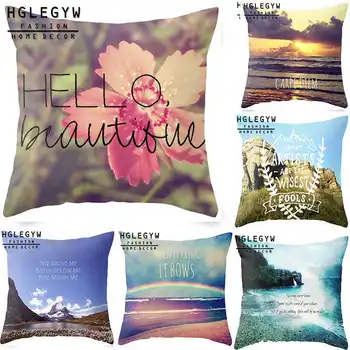 

Scenic Letter Pattern Cotton Linen Pillowcase for Home Office Seat Decor Sofa Waist Cushion Cover 18''