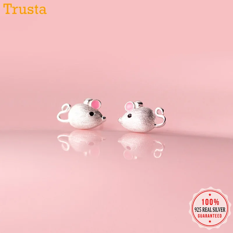 Женские минималистичные серьги гвоздики Trusta из настоящего серебра 925 пробы с