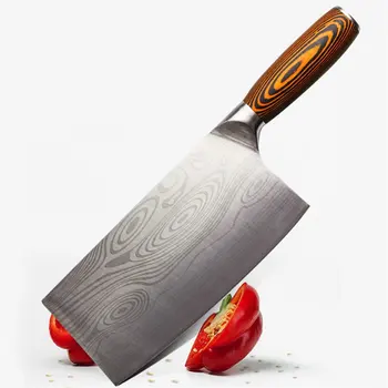 

8" Chinese Chopping Knife Stainless Steel Fruit Vegetable Cutter Slicer Fish Meat Slicing Cleaver Chopper Chef Kitchen Knives