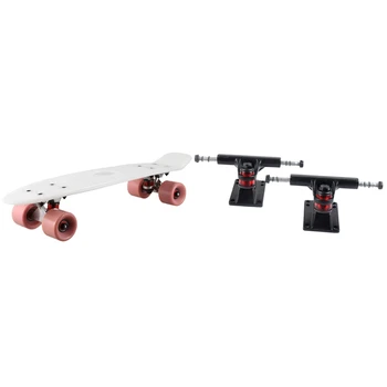 

2Pcs Universal Alloy Skate Board Longboard Skate Truck Bracket with Four-Wheel 22 Inches Mini Street Long Skate Board