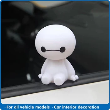 

IIOHOII Cartoon Plastic Baymax Robot Shaking Head Car Ornaments Car Interior Decorations Big Hero Doll Toys Ornament Accessories