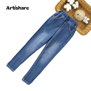 

Jeans For Girls Slim Pencil Pants Kids Jeans Elastic Waist Children's Jeans Autumn Fashion Jeans Pants For Girls 6 8 10 12 14