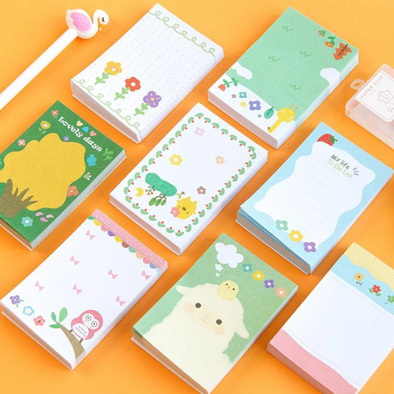 

1 Pcs Cute Korean Stationery 100 Sheets Alpaca Owl Flower Tree Paper Memo Pads N Times Sticky Notes Portable Notepad School Gift