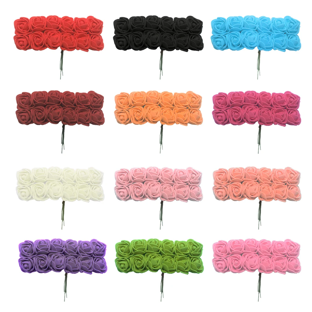 144x Artificial Foam Rose Flower With Stems Wedding Bridal Shower Bouquet Home Decoration