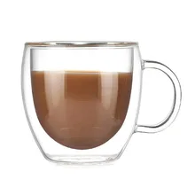 150 мл двухслойная кофейная стеклянная чашка с ручкой, теплоизоляционная чашка для питья молока, чая, прозрачная посуда для напитков, отличный подарок