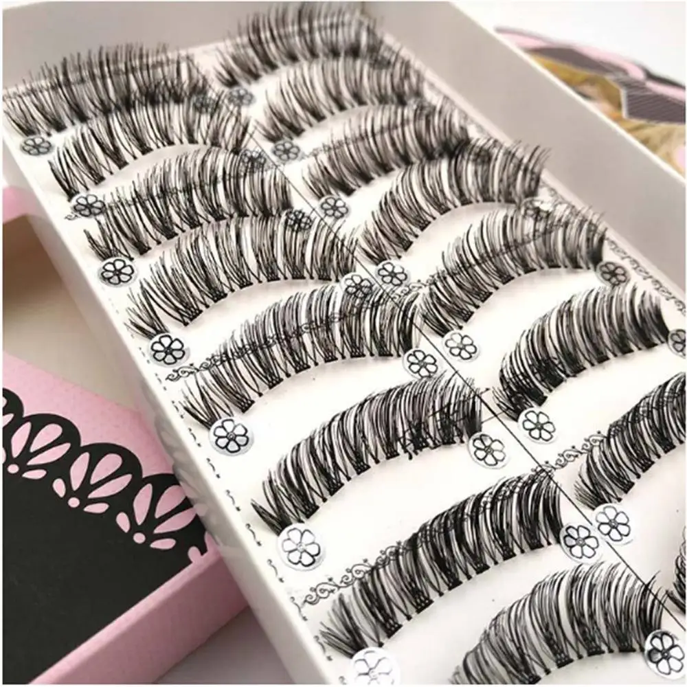 

10 Pair False Eyelashes Fake Eyelash Natural Thick Eye Lashes Handmade False Eyelash Makeup Extension Tools