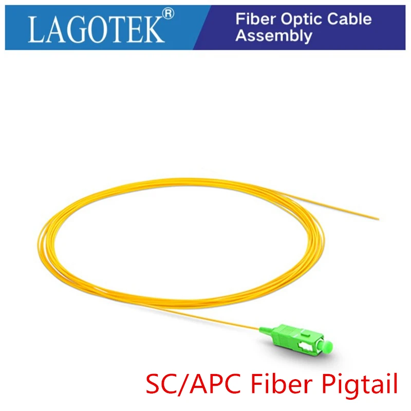 onti 20 50 100 200pcs lot sc apc upc fiber pigtail simplex 9 125 1m single mode fiber optic pigtail 0 9mm 50/PCS  Lot SC/APC fiber Pigtail Simplex 9/125  Single Mode Fiber Optic Pigtail 0.9mm LSZH Yellow