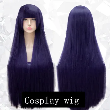 

Shirakiin Riricho Cosplay wig Black purple With bangs on both sides, close your face to your chin. Long straight hair High tempe