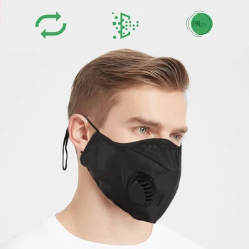 

10/30/50/100 Pcs Dust Mask Anti PM2.5 Pollution Face Mouth Respirator Black Mask With Breathing Valve Filter 3D Mouth Cover