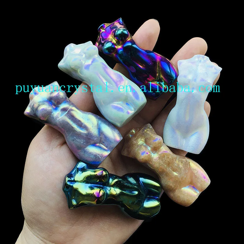 Angel Aura Natural Jade Stone Women Body Torso Carved Crystal Statue Feng Shui Chakra Healing Crystals Room Decor Quartz Gift | Дом и сад